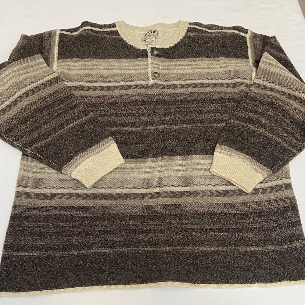Skyr 100% Lambswool Men's Casual Brown and Cream Sweater